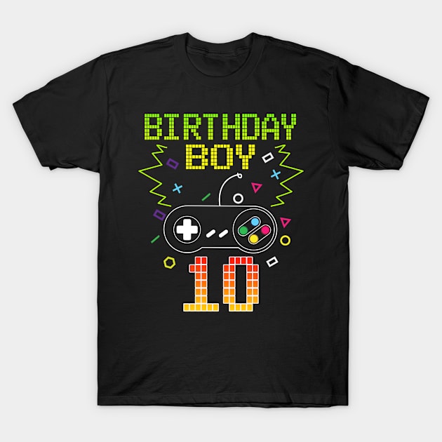 Birthday Boy 10 Video Game Controller Gamer 10th Birthday T-Shirt by ruffianlouse